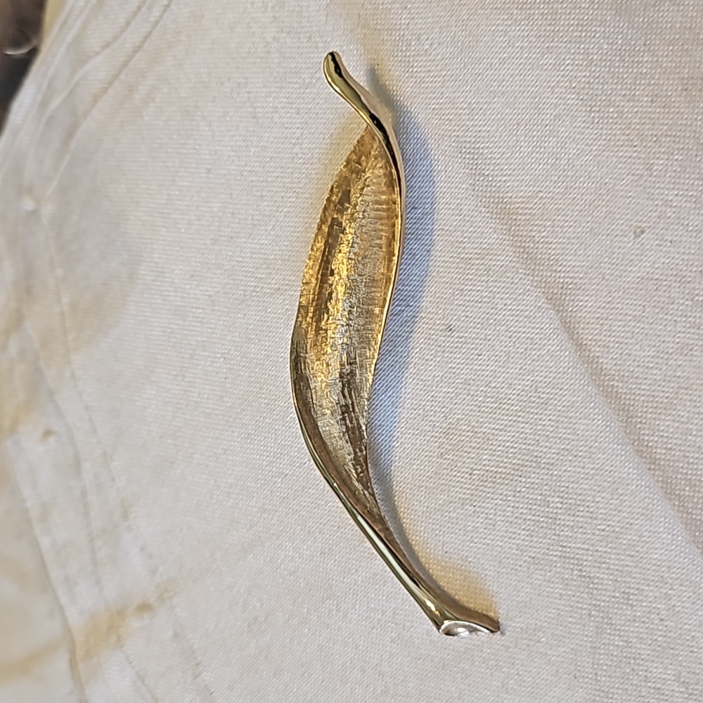 Vintage Twisted Leaf Signed Charel Brooch